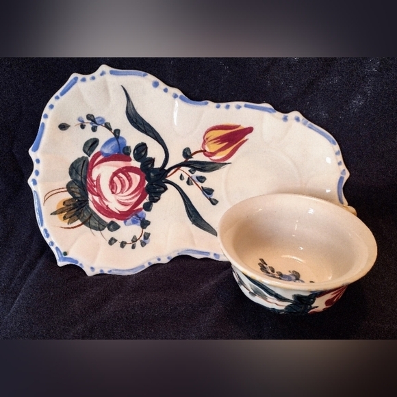 Handpainted Snack Plate and Cup Set  Nasco Nova Rose Made In Japan Floral - Picture 5 of 8